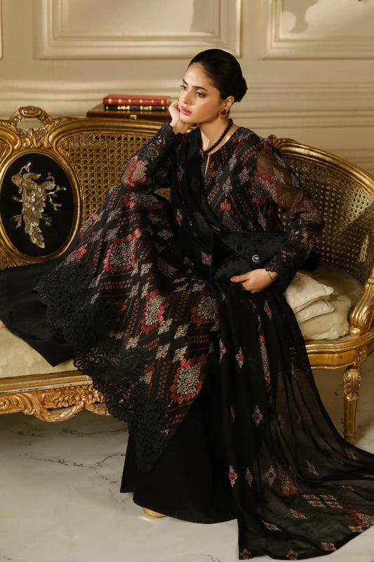 Aneelas Embroidered 3-Piece Women’s Kurta Set with Shawl