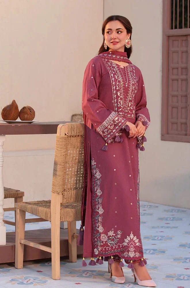 Aneelas Embroidered 3-Piece Women’s Kurta Set with Shawl