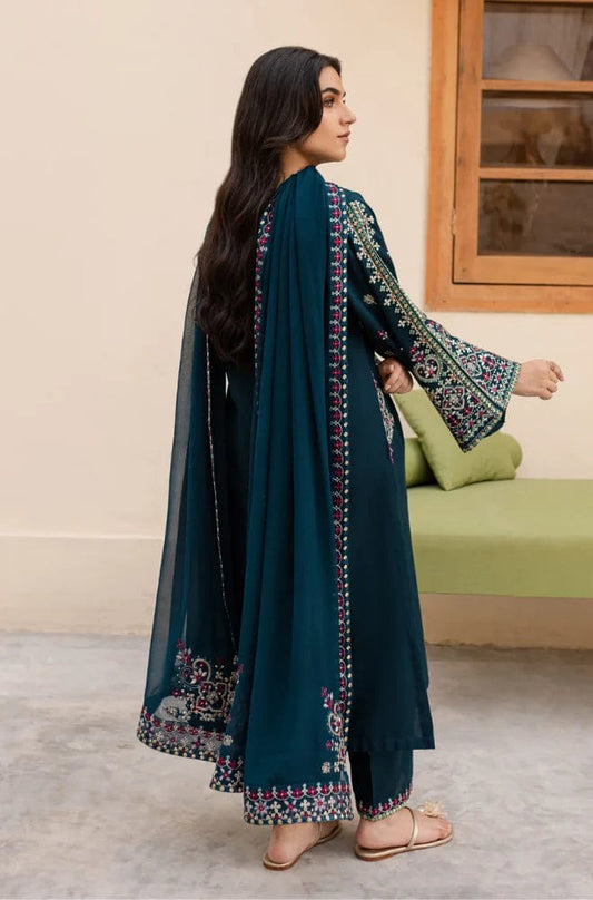 Aneelas Embroidered 3-Piece Women’s Kurta Set with Shawl