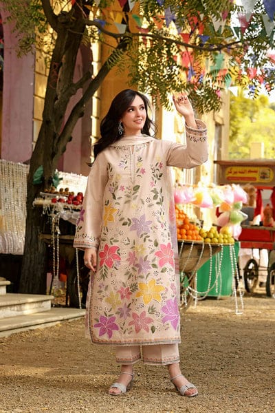 Aneelas Embroidered 3-Piece Women’s Kurta Set with Shawl