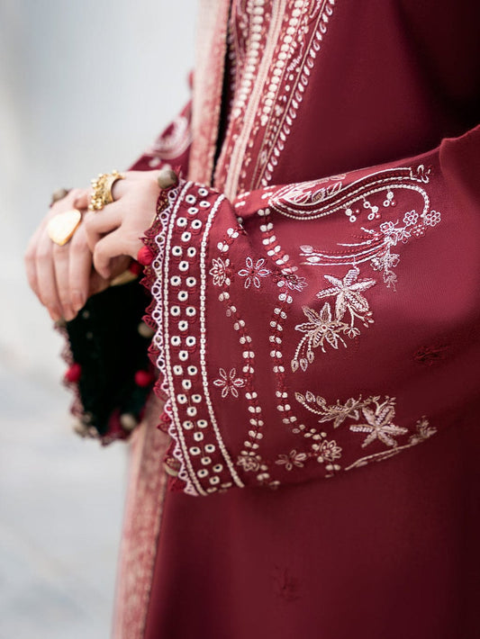 Aneelas Embroidered 3-Piece Women’s Kurta Set with Shawl