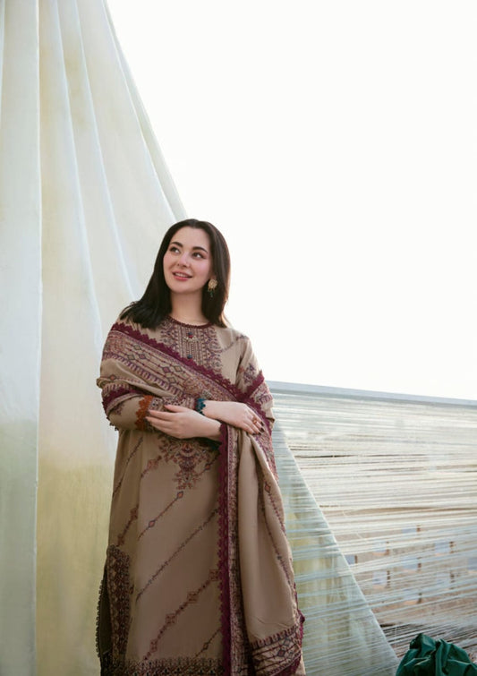 Aneelas Embroidered 3-Piece Women’s Kurta Set with Shawl