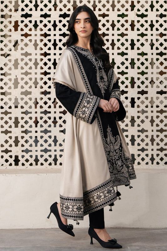 Aneelas Embroidered 3-Piece Women’s Kurta Set with Shawl