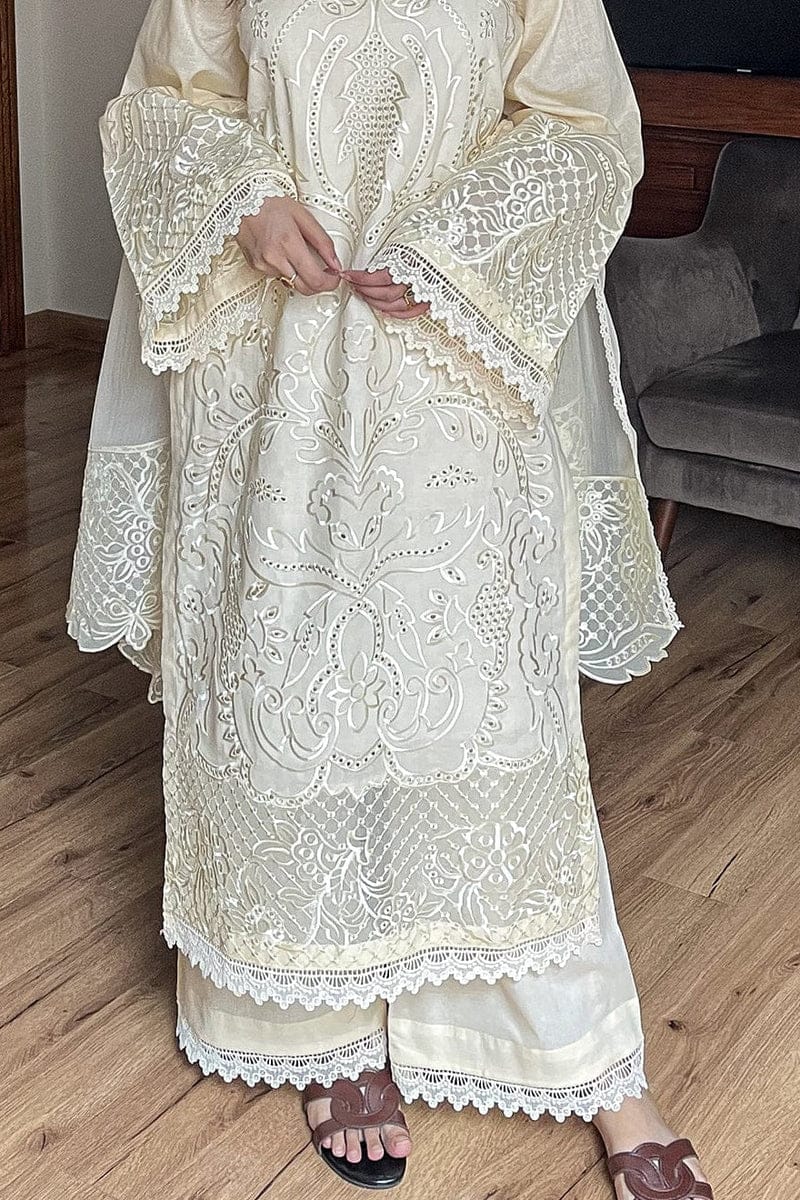 Aneelas Embroidered 3-Piece Women’s Kurta Set with Shawl