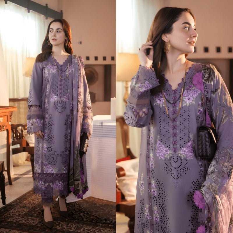 Aneelas Embroidered 3-Piece Women’s Kurta Set with Shawl