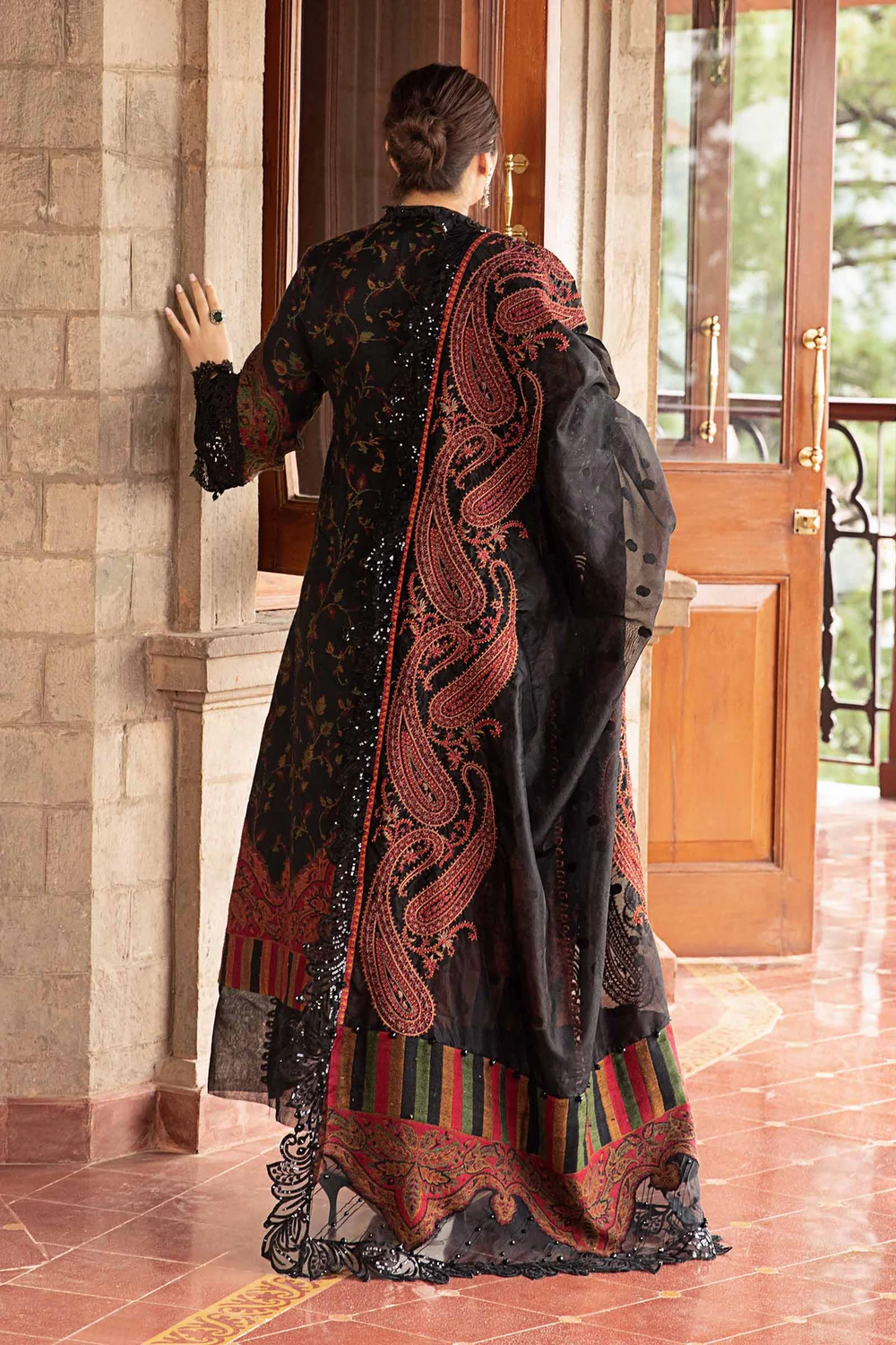 Aneelas Embroidered 3-Piece Women’s Kurta Set with Shawl