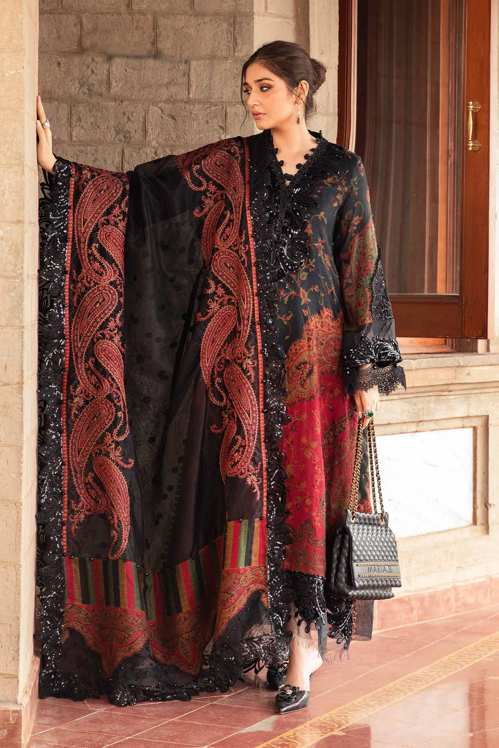 Aneelas Embroidered 3-Piece Women’s Kurta Set with Shawl