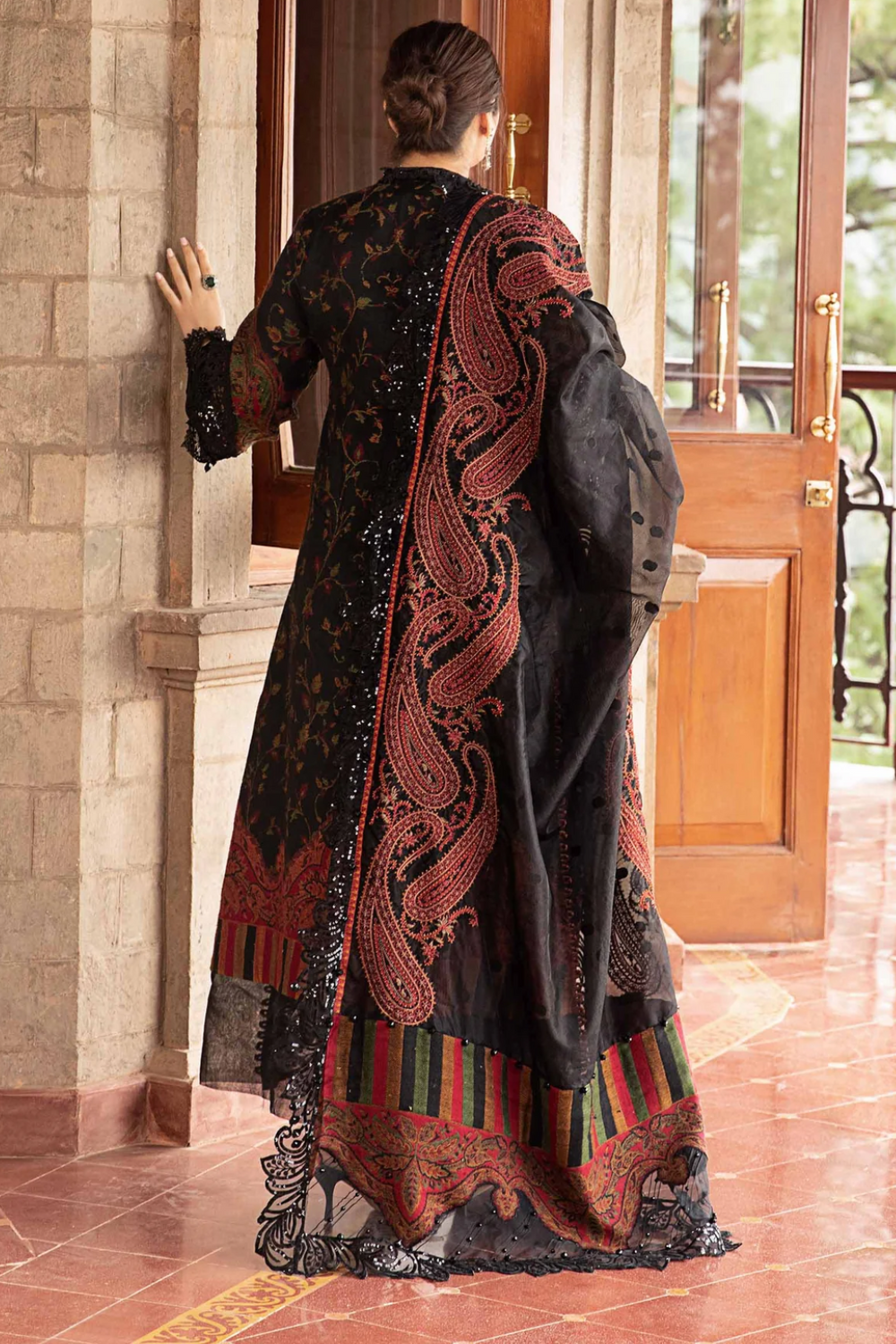 Aneelas Embroidered 3-Piece Women’s Kurta Set with Shawl