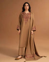 Aneelas Embroidered 3-Piece Women’s Kurta Set with Shawl