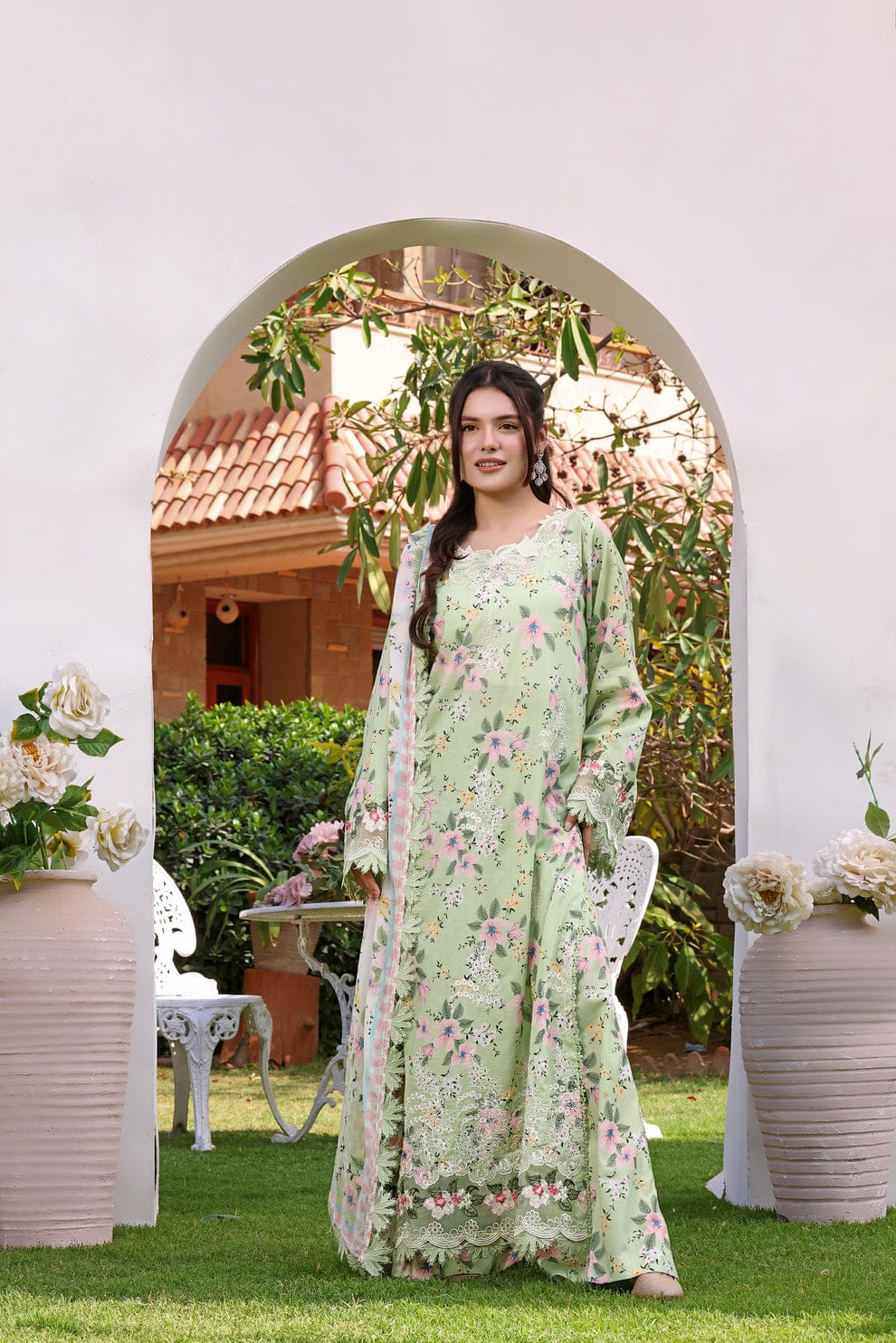 Aneelas Embroidered 3-Piece Women’s Kurta Set with Shawl