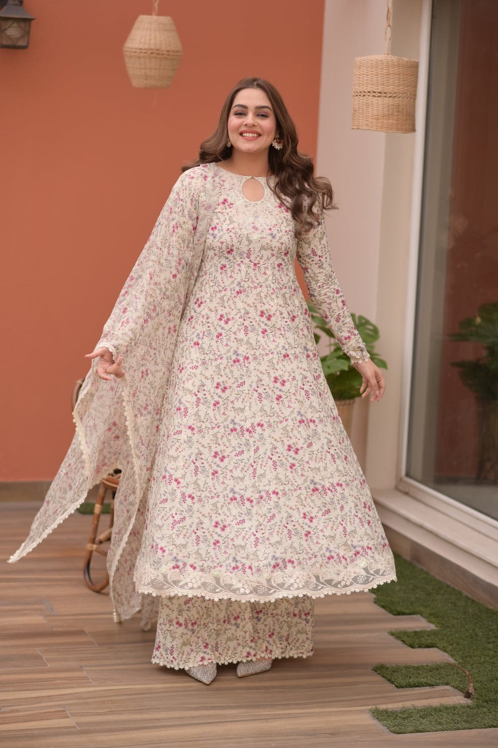 Aneelas Embroidered 3-Piece Women’s Kurta Set with Shawl