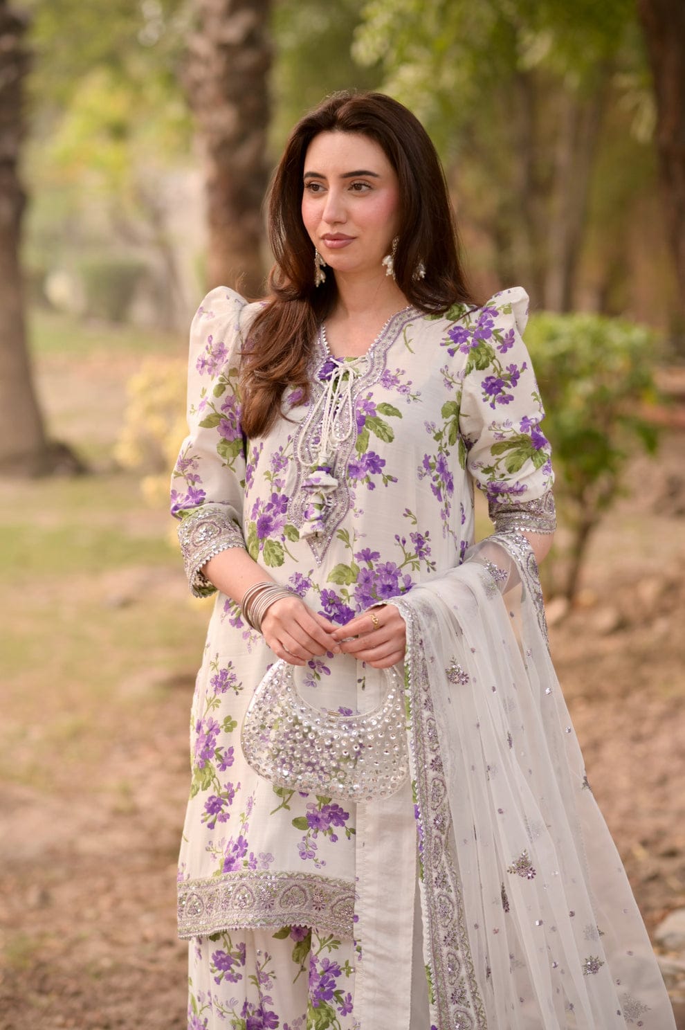 Aneelas Embroidered 3-Piece Women’s Kurta Set with Shawl