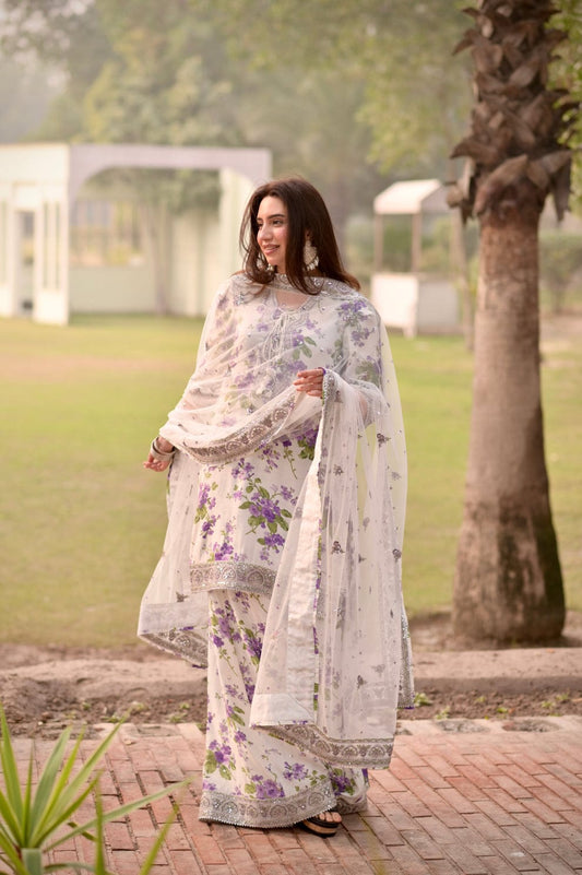Aneelas Embroidered 3-Piece Women’s Kurta Set with Shawl
