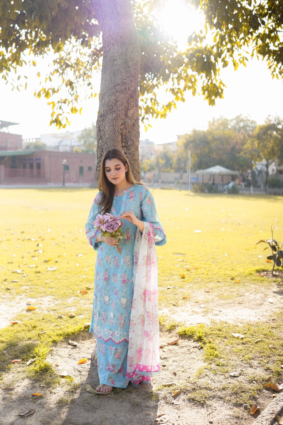 Aneelas Embroidered 3-Piece Women’s Kurta Set with Shawl