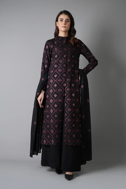Aneelas Embroidered 3-Piece Women’s Kurta Set with Shawl