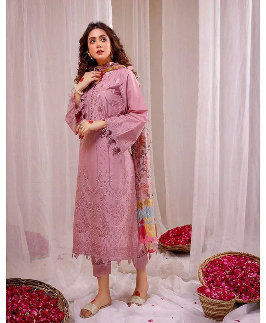 Aneelas Embroidered 3-Piece Women’s Kurta Set with Shawl