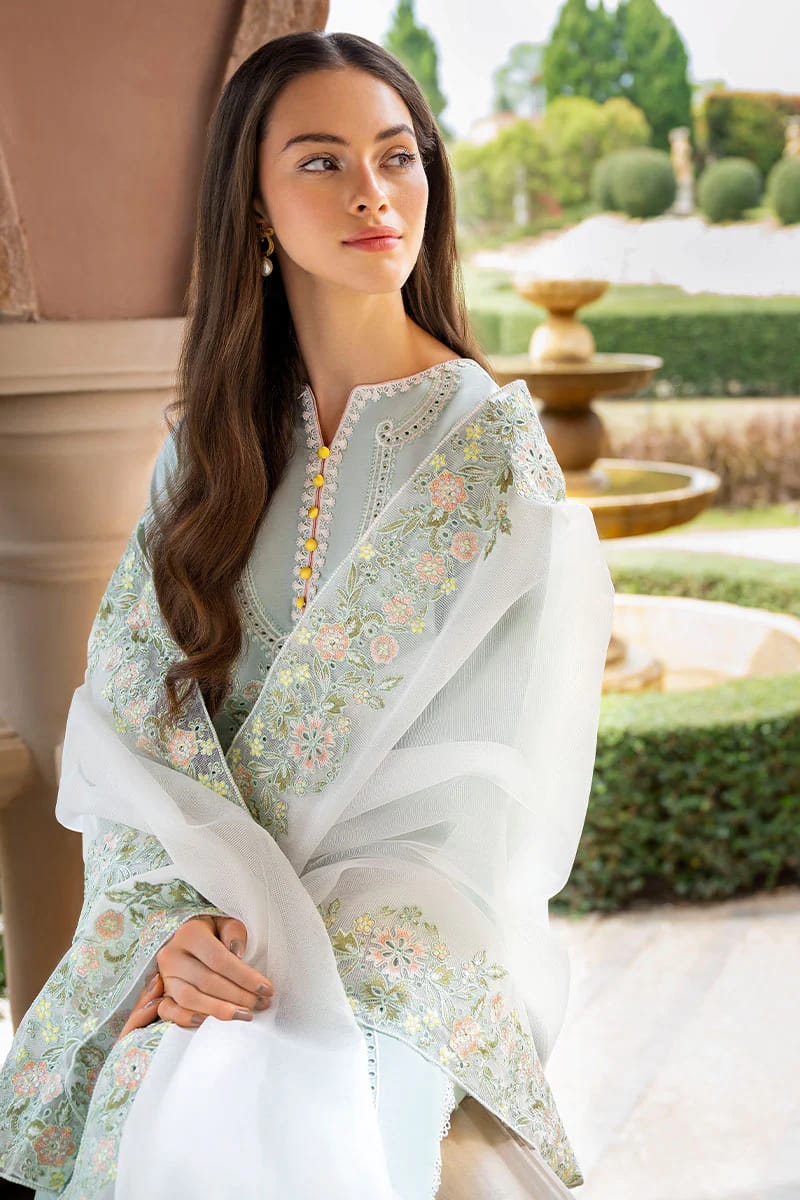 Aneelas Embroidered 3-Piece Women’s Kurta Set with Shawl