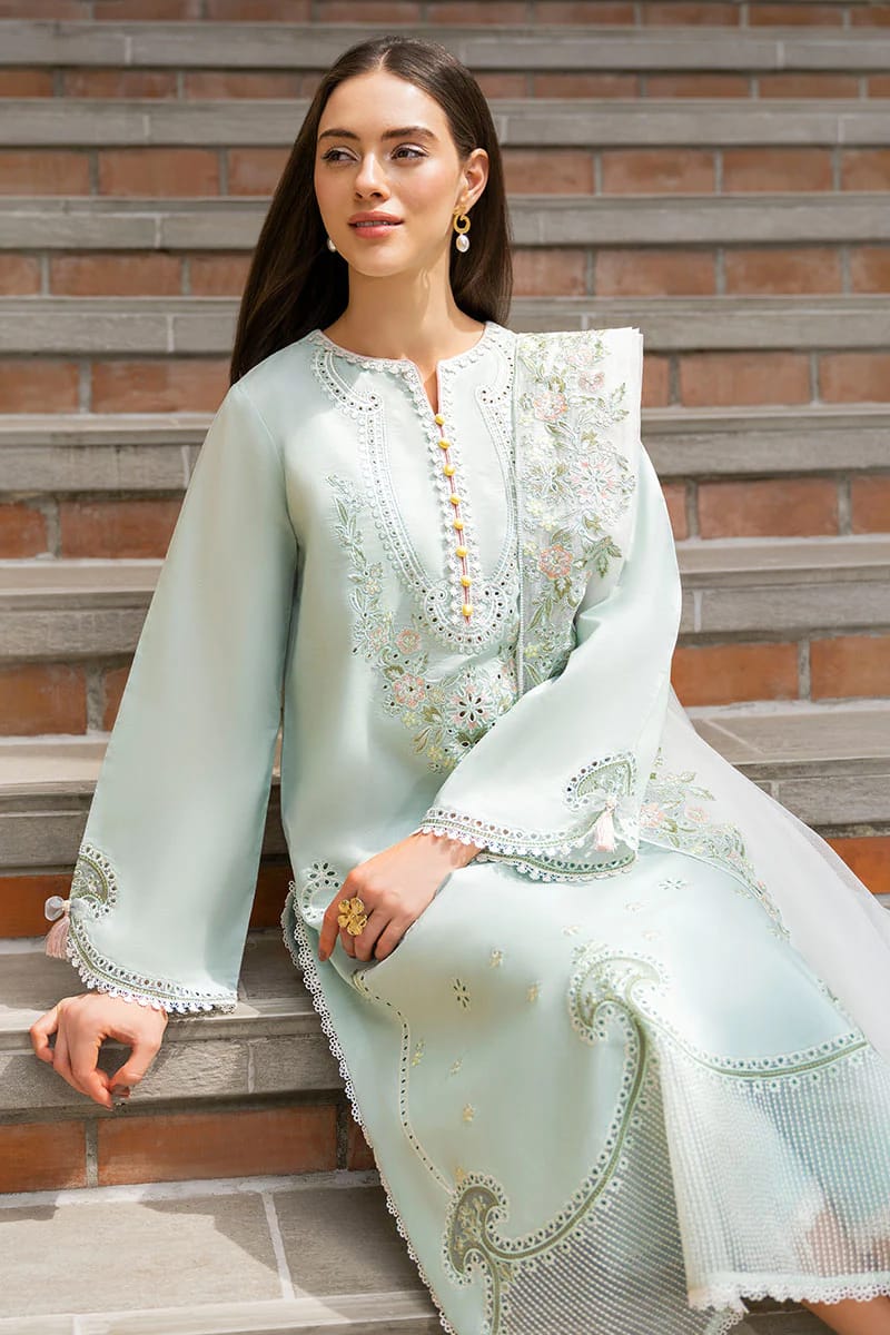 Aneelas Embroidered 3-Piece Women’s Kurta Set with Shawl