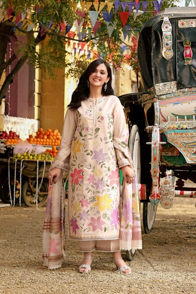 Aneelas Embroidered 3-Piece Women’s Kurta Set with Shawl