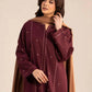 Elegant Maroon Embroidered 3-Piece Women’s Kurta Set with Shawl