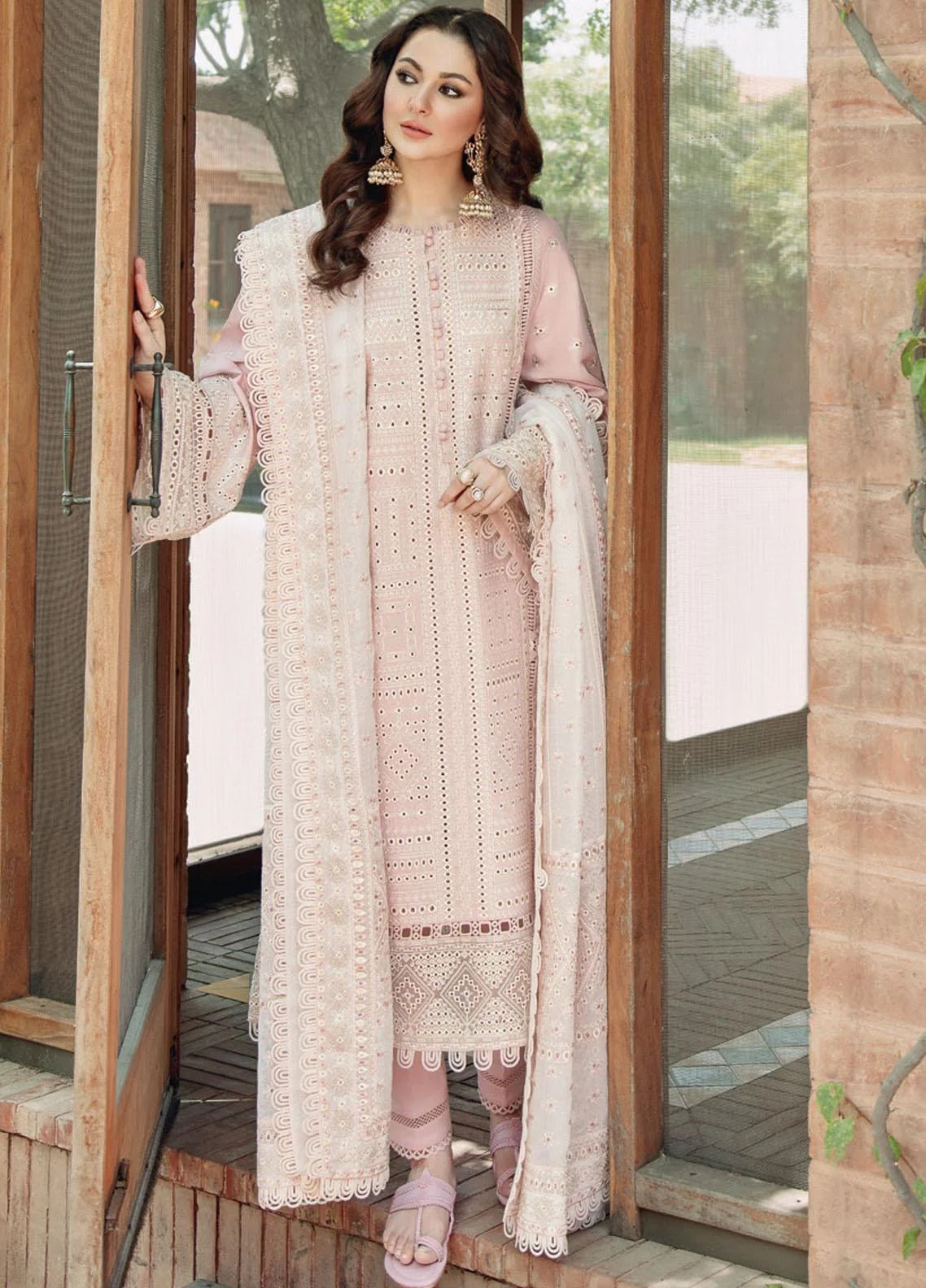 Elegant Embroidered 3-Piece Women’s Kurta Set with Shawl