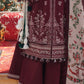 Elegant Maroon Embroidered 3-Piece Women’s Kurta Set with Shawl