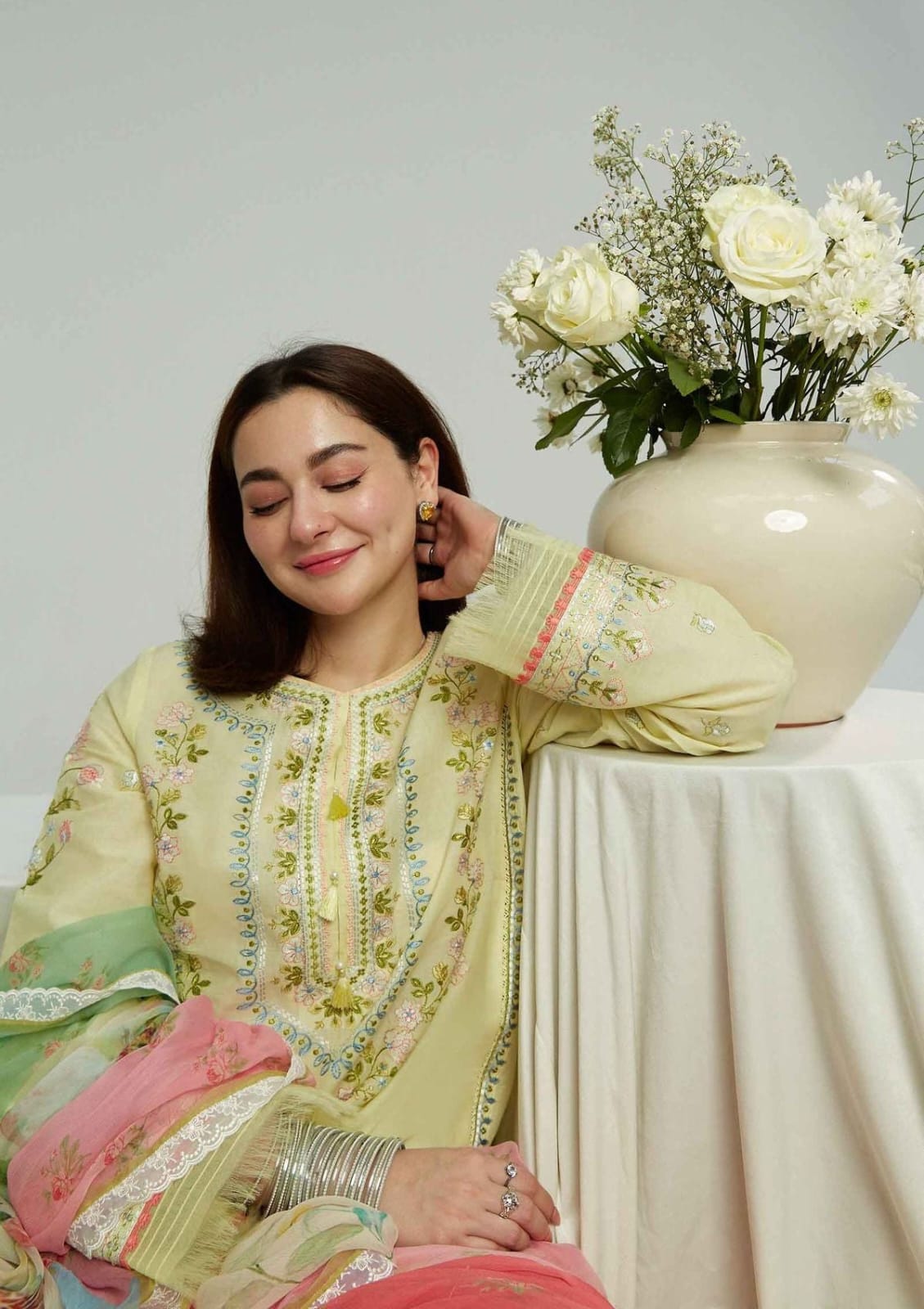 Aneelas Embroidered 3-Piece Women’s Kurta Set with Shawl