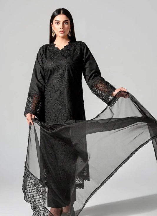 Aneelas Embroidered 3-Piece Women’s Kurta Set with Shawl
