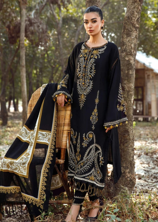 Aneelas Embroidered 3-Piece Women’s Kurta Set with Shawl