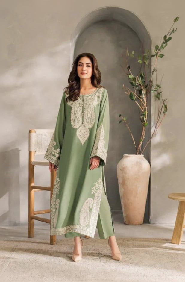 Aneelas Embroidered 3-Piece Women’s Kurta Set with Shawl
