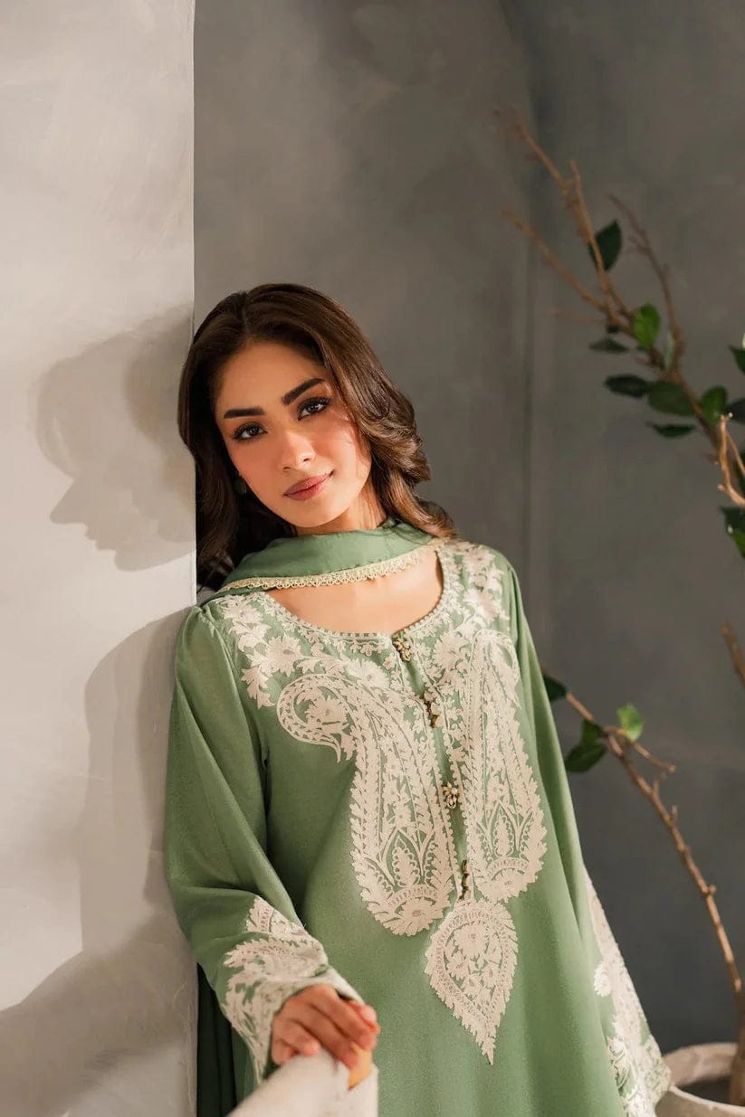 Aneelas Embroidered 3-Piece Women’s Kurta Set with Shawl