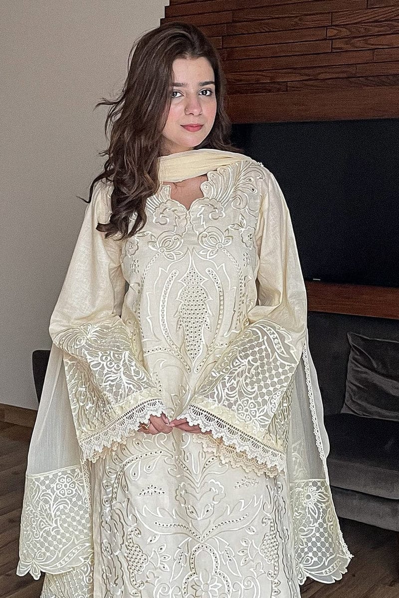 Aneelas Embroidered 3-Piece Women’s Kurta Set with Shawl