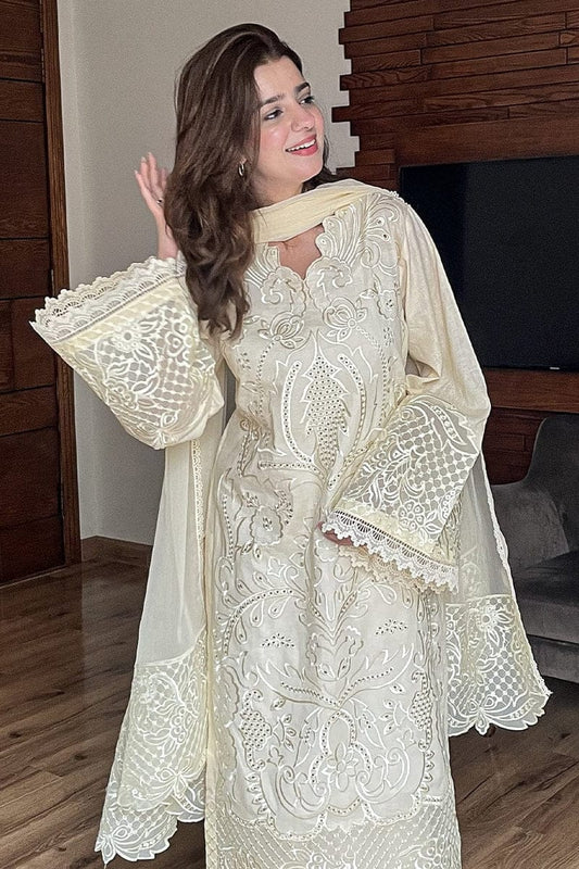 Aneelas Embroidered 3-Piece Women’s Kurta Set with Shawl