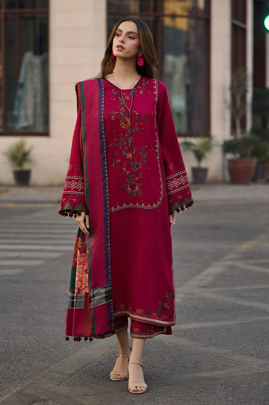 Aneelas Embroidered 3-Piece Women’s Kurta Set with Shawl
