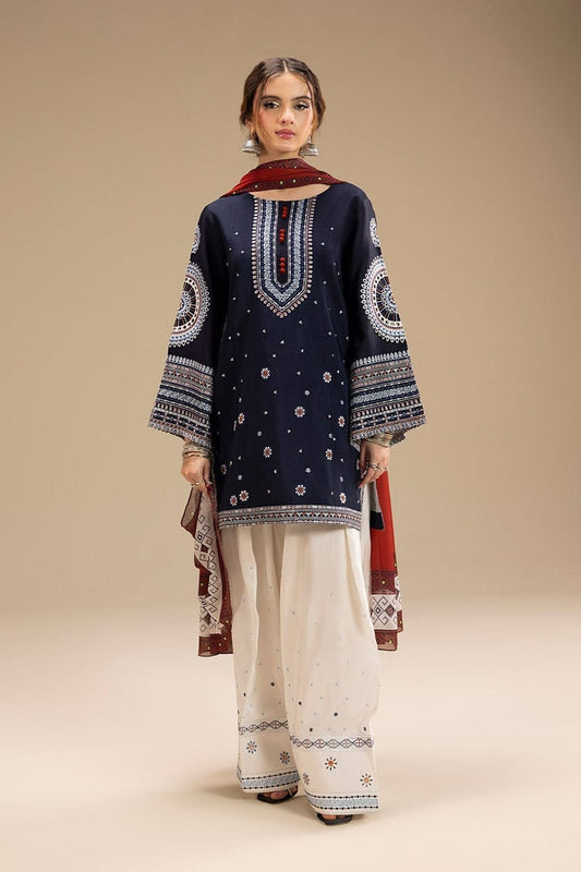 Aneelas Embroidered 3-Piece Women’s Kurta Set with Shawl