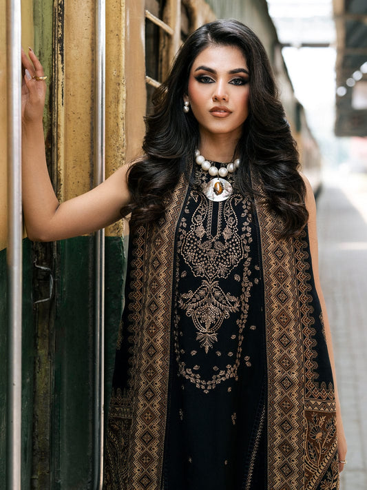 Aneelas Embroidered 3-Piece Women’s Kurta Set with Shawl