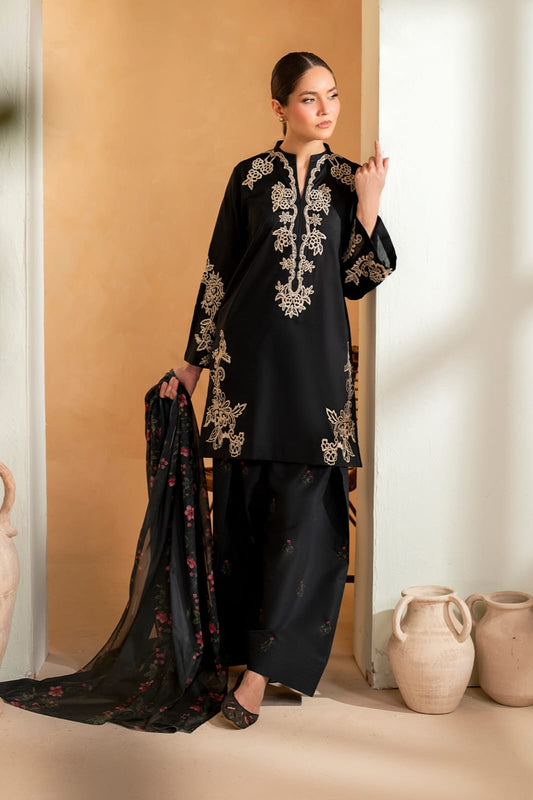 Aneelas Embroidered 3-Piece Women’s Kurta Set with Shawl