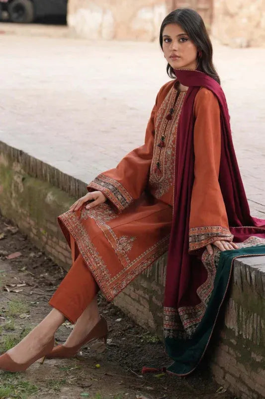 Elegant Embroidered 3-Piece Women’s Kurta Set with Shawl