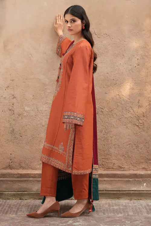 Elegant Embroidered 3-Piece Women’s Kurta Set with Shawl