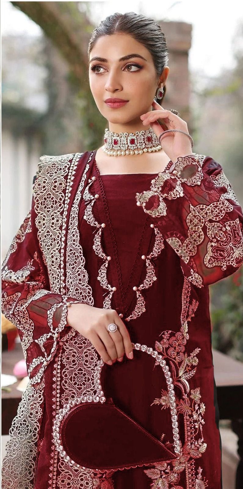 ANEELA'S KEAF MEHROONEMB 3PC SUIT