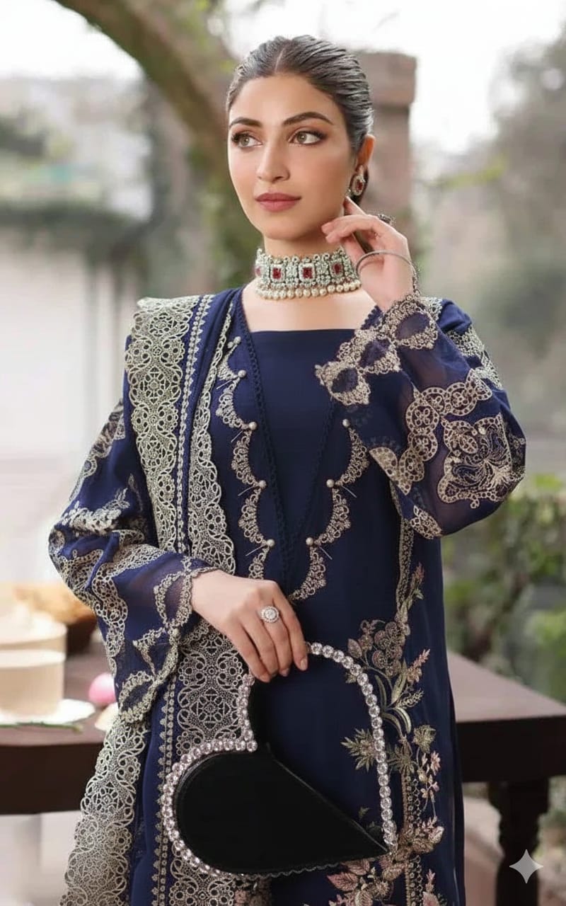 ANEELA'S KEAF NAVE EMB 3PC SUIT