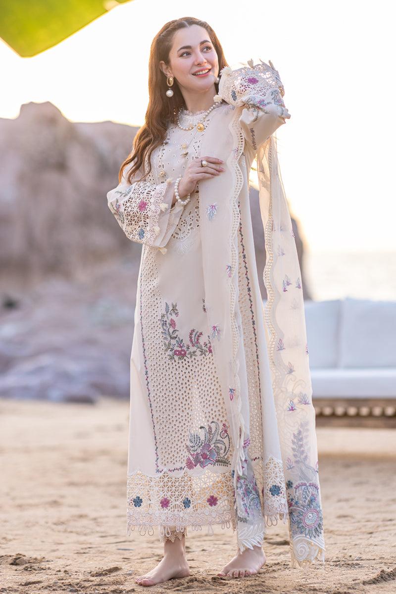 ANEELAS-QALIM OFFWHITE EMB 3PC SUIT